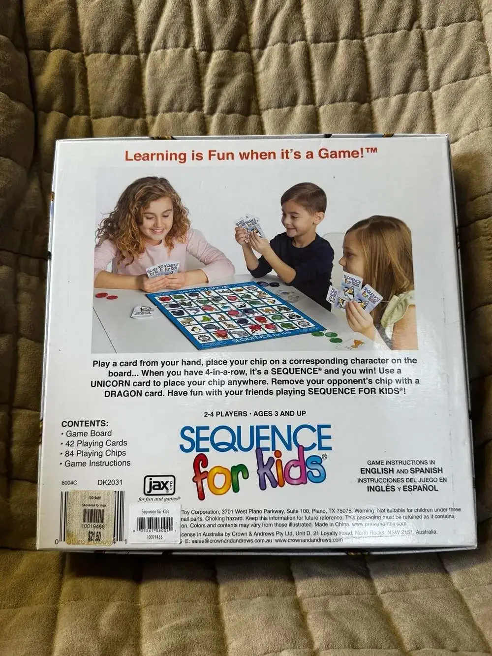 Jax Sequence for Kids Board Game COMPLETE